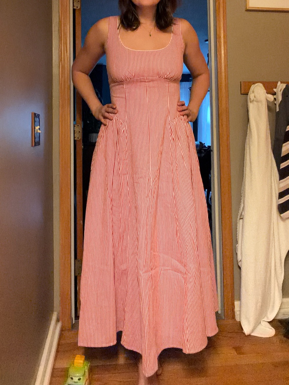 Linen Blend A&F Dylan Bra Free Midi Dress - Picture 10 of 10